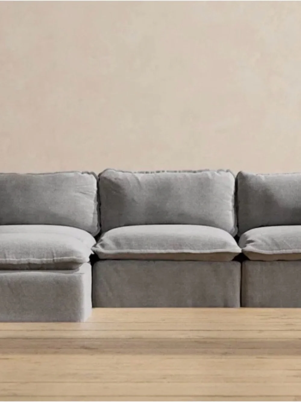 Anabei Modular Sectional Couch Slip Covers Ash Grey Plush Weave